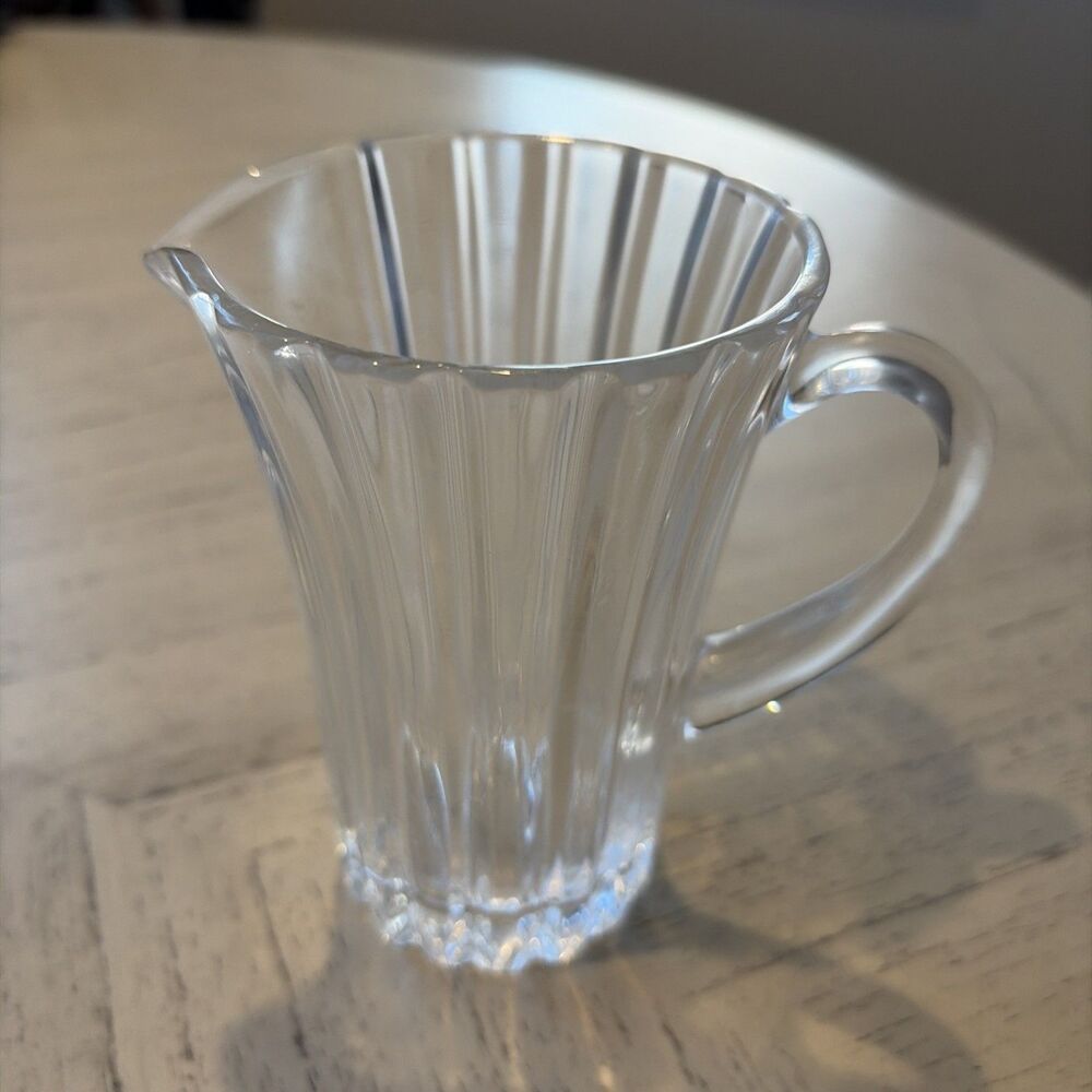Small Clear Decorative Crystal Pitcher Vase Holder 4.5" H Vertical Line Design